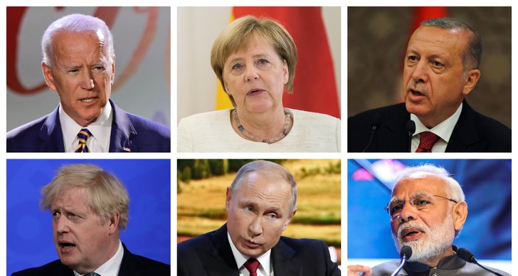 Angela Merkel, Joe Biden, Boris Johnson, Erdogan, Jobb